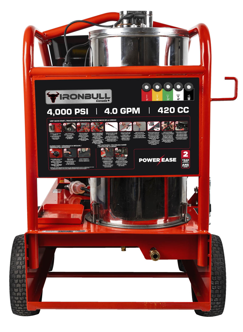 2025 IRONBULL 4000 PSI HOT WATER PRESSURE WASHER (Included a Pre-Delivery Inspection and Battery)