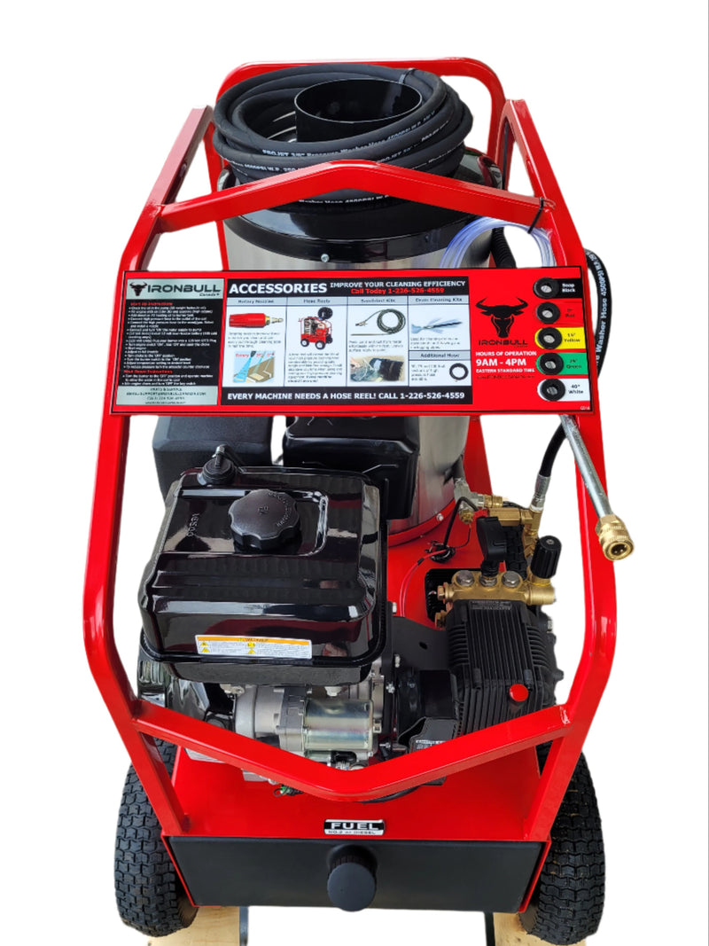 2025 IRONBULL GOLD 4000 PSI Hot Water Pressure Washer, 15 HP Gas Units (Pre-Delivery Inspection Fee and Battery Included)