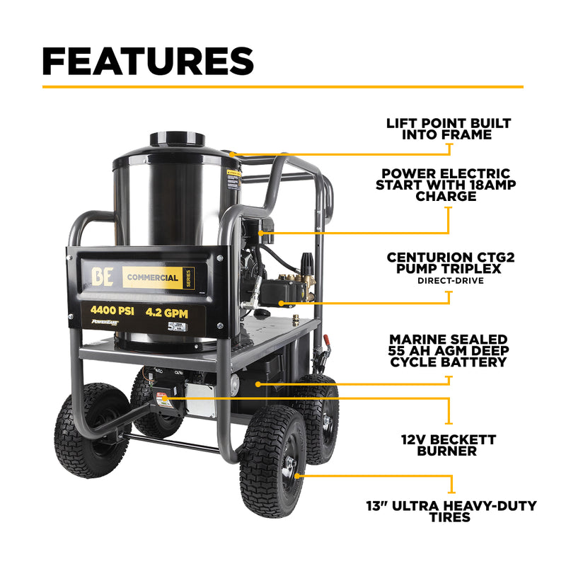 IRONBULL'S BE Power 4400 PSI Hot Water Pressure Washer (Commercial‑Grade + PDI INCLUDED IN COST)