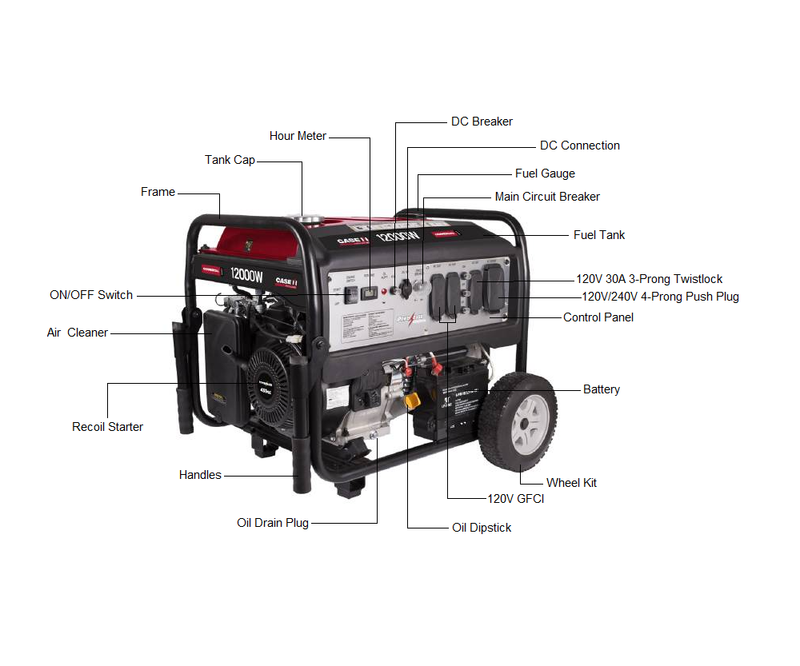 CASE IH 12000 Watt Gas Portable Generator | Electric & Recoil Start | 459cc