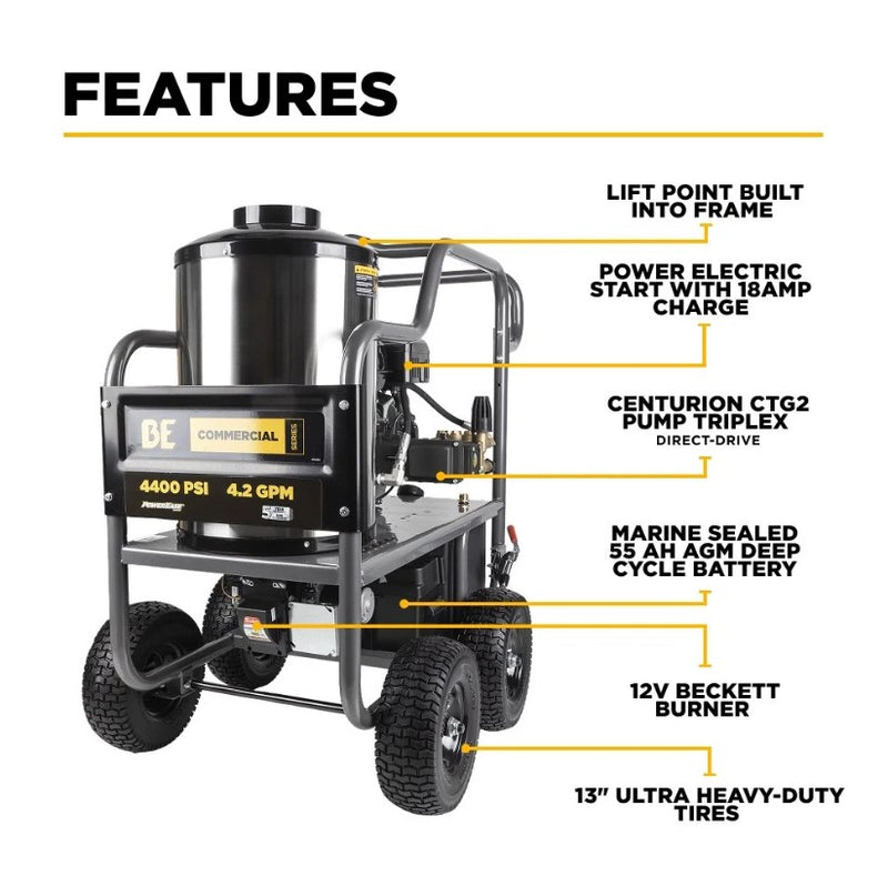 IRONBULL'S BE Power 4400 PSI Hot Water Pressure Washer (Commercial‑Grade + PDI INCLUDED IN COST)